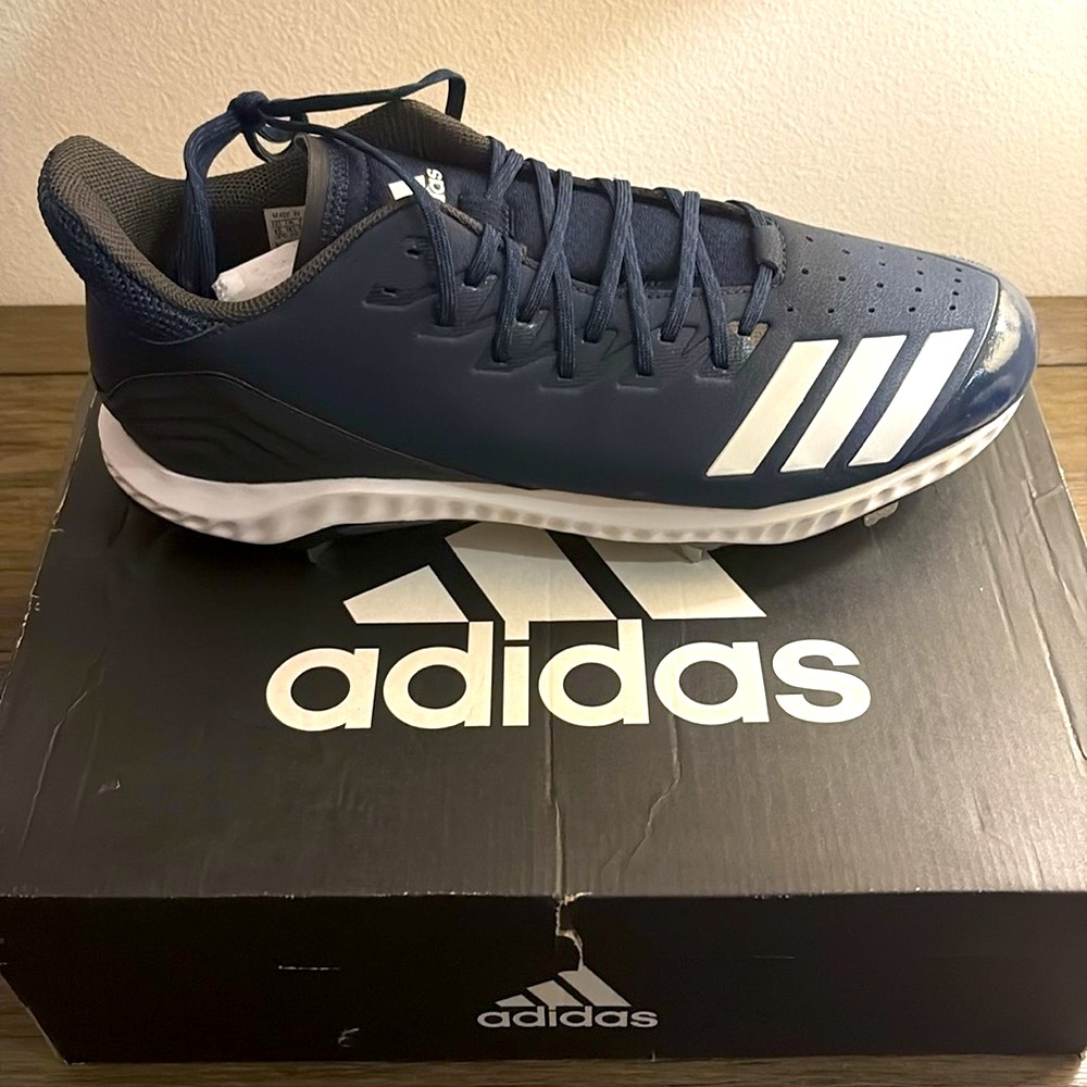 NEW [Adidas] Icon Bounce Metal Baseball Cleats Navy/White/Carbon Men’s Sz 15.0 - Picture 2 of 10